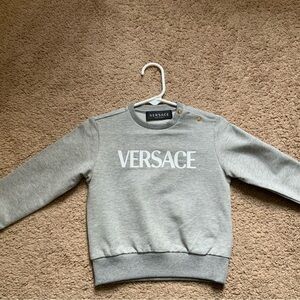 Versace Children’s Gray Logo Medusa Gold Button Detail Sweater Size 18-24 86cm